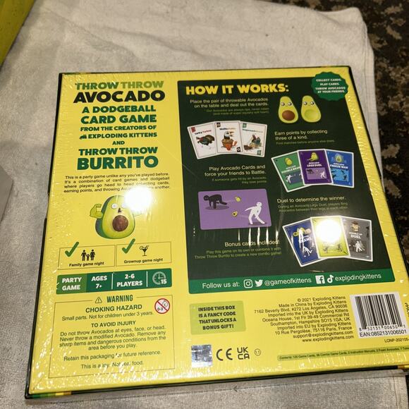 Exploding Kittens Throw Throw Avocado Card Game Ages 7 BRAND NEW SEALED - Picture 2 of 2